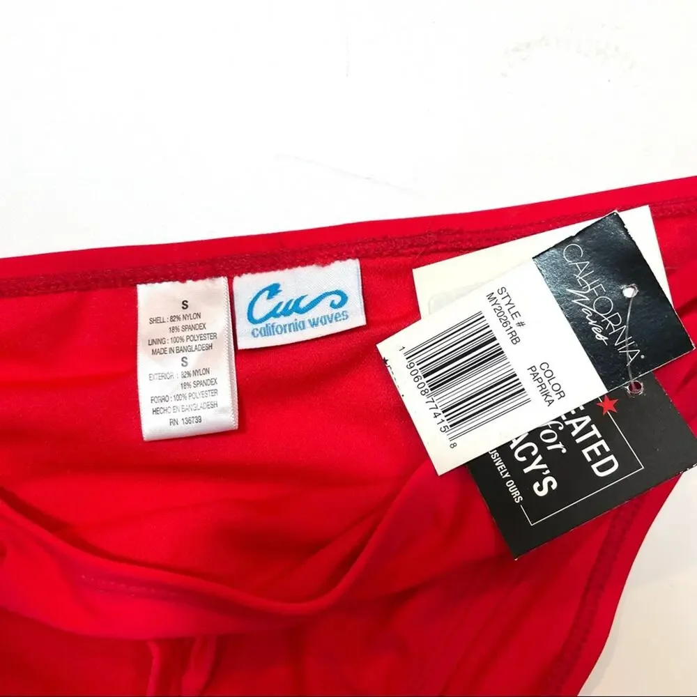 California Waves red strappy bikini swim bottom